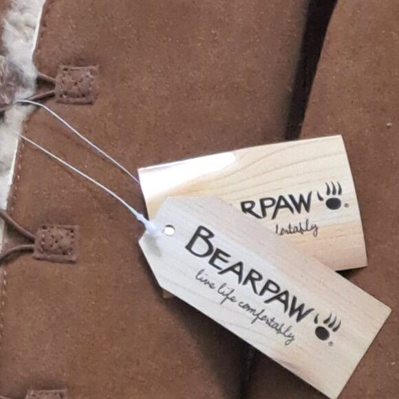Bearpaw Women’s Lauren Suede Sheepskin Tan Brown Winter Comfy Cozy Boots Sz 7 - Picture 6 of 7